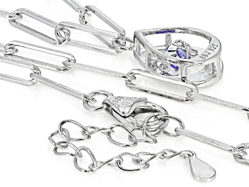 0.27ct Round Tanzanite Rhodium Over Sterling Silver Dancing Paper Clip Necklace - Size 18