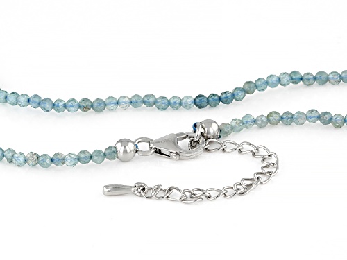 Blue Indicolite Rhodium Over Sterling Silver Bead Necklace - Size 18