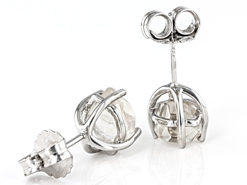 Free-Form White Herkimer Quartz Rhodium Over Sterling Silver Stud Earrings