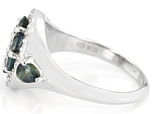 1.42ctw Green Sapphire and 0.17ctw White Zircon Sterling Silver Ring - Size 10
