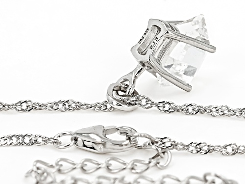 Free-Form White Herkimer Quartz Rhodium Over Sterling Silver Pendant With Chain