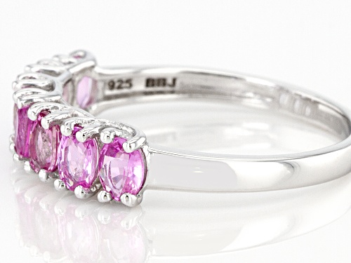 1.25ctw Pink Ceylon Sapphire Rhodium Over Sterling Silver Band Ring - Size 7