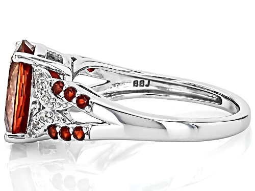 2.68ct Oval Red Labradorite, .25ctw Vermelho Garnet™ With .15ctw Zircon Rhodium Over Silver Ring - Size 10