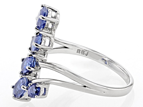 1.50ctw Oval And 0.24ctw Round Kyanite Rhodium Over Sterling Silver Ring - Size 9