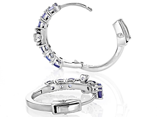 1.32ctw Round Tanzanite Rhodium Over Sterling Silver Hoop Earrings