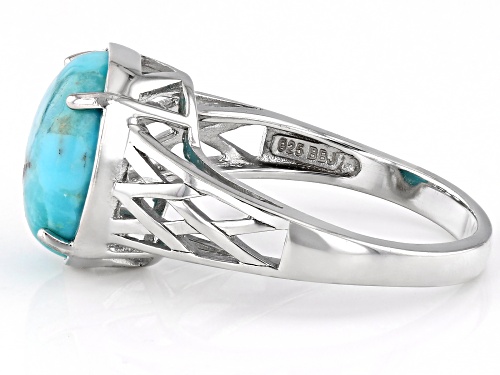 12x10mm Oval Cabochon Composite Turquoise Rhodium Over Sterling Silver Solitaire Ring - Size 7