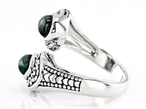 8x5mm Pear Shape Cabochon Malachite Sterling Silver Bypass Ring - Size 6