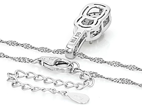 0.54ct Cushion Lab Alexandrite With .59ctw White Zircon Rhodium Over Silver Pendant with Chain