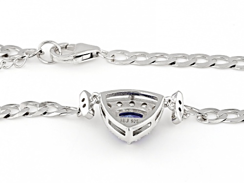 0.82ct Trillion Tanzanite With 0.85ctw White Zircon Rhodium Over Sterling Silver Necklace - Size 18