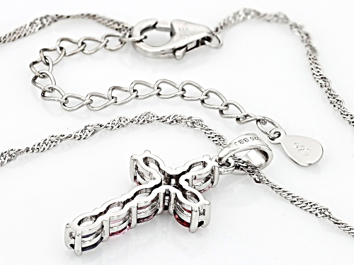 0.83ctw Oval Multicolor Spinel Rhodium Over Sterling Silver Cross Pendant With Chain