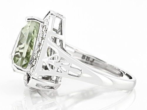 4.25ct Trillion Prasiolite With 0.01ctw Green Diamond Accent Rhodium Over Sterling Silver Ring - Size 9