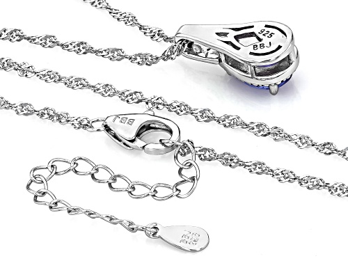 1.01ctw Pear Shape Tanzanite With 0.01ctw  Diamond Accent Rhodium Over Silver Pendant With Chain