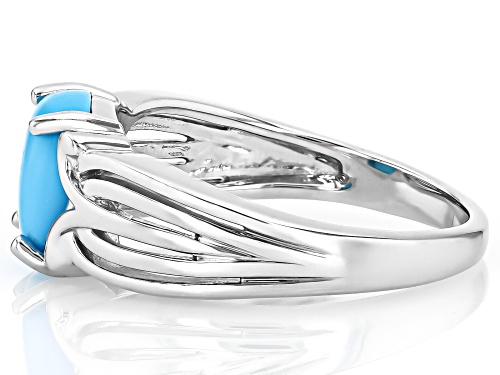 9x7mm Cushion Cabochon Sleeping Beauty Turquoise Rhodium Over Sterling Silver Solitaire Ring - Size 8