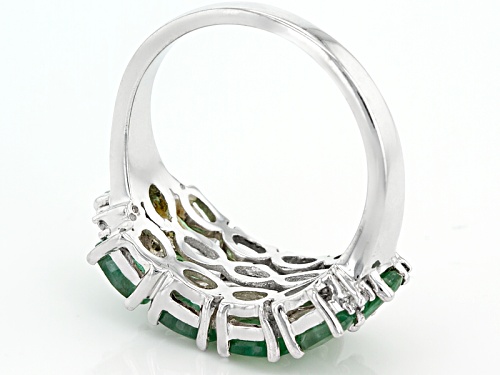 2.39ctw Oval Zambian Emerald With 0.01ctw White Zircon Rhodium Over Sterling Silver Ring - Size 6