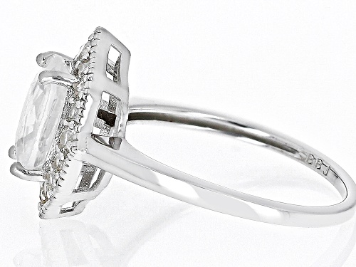 2.58ct Oval And 0.41ctw Round White Zircon Rhodium Over Sterling Silver Ring - Size 10