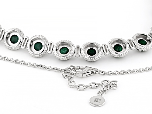 6mm Round Cabochon Malachite Rhodium Over Sterling Silver Tennis Necklace - Size 18