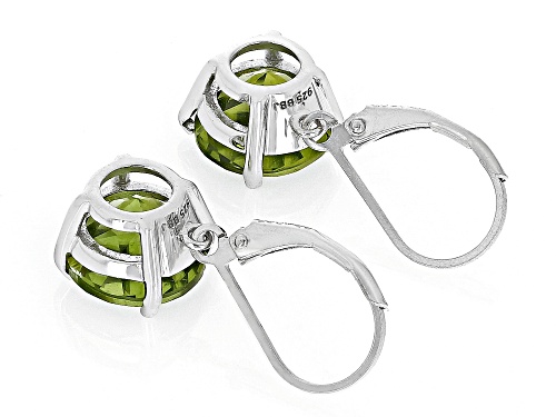 7.65ctw Round Manchurian Peridot™ Rhodium Over Sterling Silver Earrings