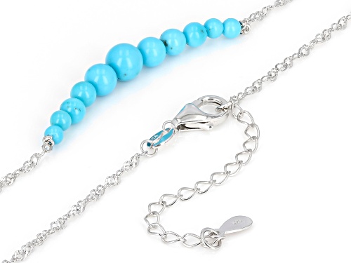 6mm,5mm,4mm,3mm Round Bead Sleeping Beauty Turquoise Rhodium Over Sterling Silver Necklace - Size 18