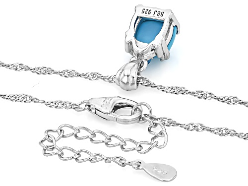 8mm Cushion Sleeping Beauty Turquoise With 0.04ct Neon Apatite Rhodium Over Silver Pendant Chain