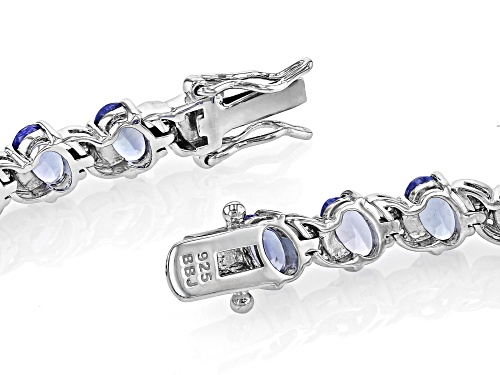 9.50ctw Oval Tanzanite With 0.46ctw Round White Zircon Rhodium Over Sterling Silver Tennis Bracelet - Size 7.25