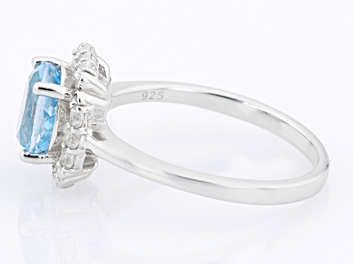 2.00ct Round Glacier Topaz™ And 0.37ctw Round White Zircon Rhodium Over Sterling Silver Ring - Size 10