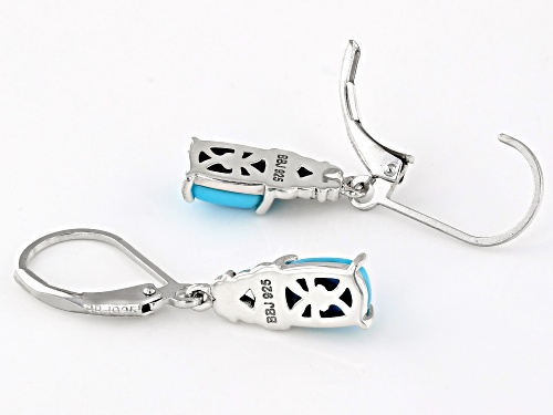 7x5mm Cushion Cabochon Sleeping Beauty Turquoise Sterling Silver Solitaire Earrings
