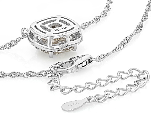 3.36ct Cushion Strontium Titanate With .22ctw Zircon Rhodium Over Silver Halo Pendant With Chain