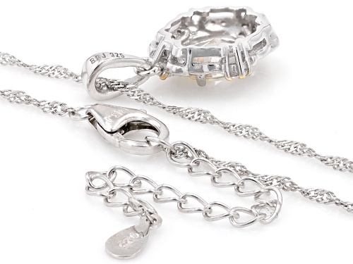 1.50ct Lab Strontium Titanate With 0.91ctw White Zircon Rhodium Over Silver Pendant With Chain