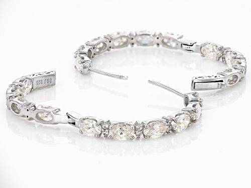 10.20ctw Strontium Titanate With 0.54ctw White Zircon Rhodium Over Sterling Silver Hoop Earrings