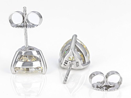 4.68ctw Heart Lab Created Strontium Titanate Rhodium Over Sterling Silver Earrings