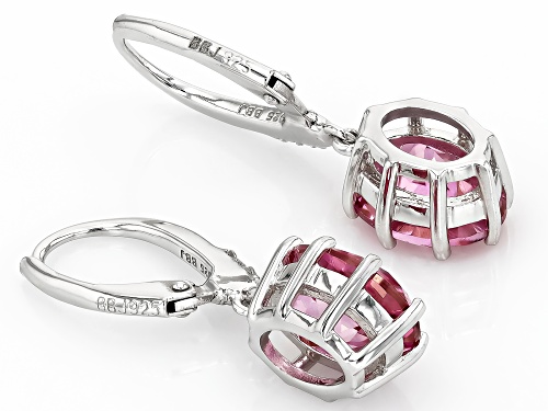 5.61ctw Oval Pink Topaz With 0.05ctw Round White Zircon Rhodium Over Sterling Silver Earrings