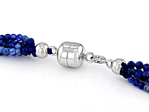 2.5mm Round Kyanite Rhodium Over Sterling Silver Beaded Necklace - Size 18