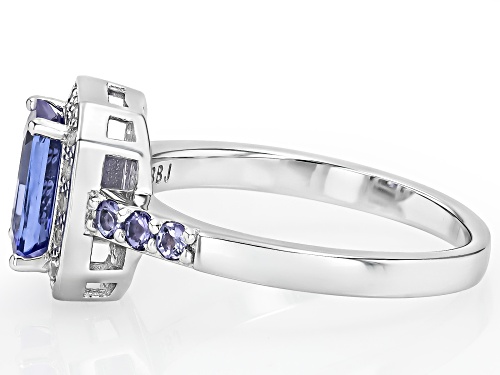 1.55ctw Tanzanite With 0.19ctw White Zircon Rhodium Over Silver Ring - Size 9
