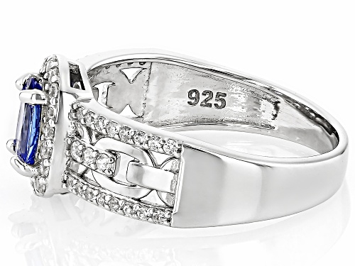 0.65ct Tanzanite With 0.47ctw White Zircon Rhodium Over Sterling Silver Ring - Size 10