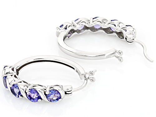 2.40ctw Round Tanzanite Rhodium Over Sterling Silver Hoop Earrings