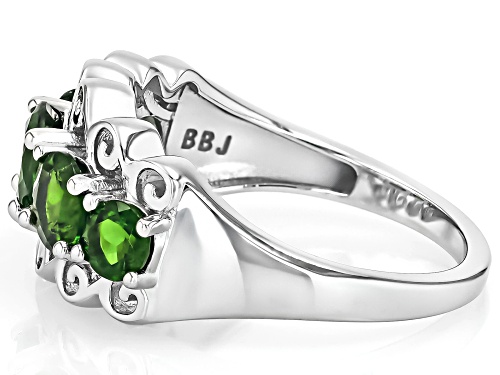 2.25ctw Round Chrome Diopside Rhodium Over Sterling Silver Ring - Size 9