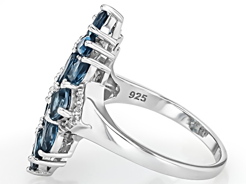3.47ctw London Blue Topaz With 0.01ct White Zircon Rhodium Over Sterling Silver Ring - Size 6
