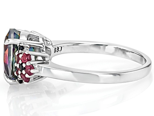 1.96ct Multi-Color Quartz with 0.41ctw Rhodolite & 0.01ctw Black Spinel Rhodium Over Silver Ring - Size 10
