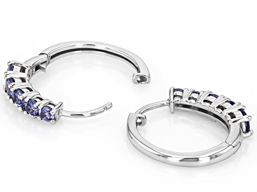 0.93ctw Round Tanzanite Rhodium Over Sterling Silver Hoop Earrings