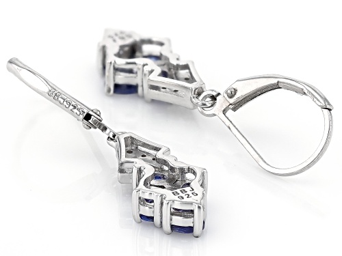 1.09ctw Tanzanite With 0.07ctw White Zircon Rhodium Over Sterling Silver Dangle Earrings