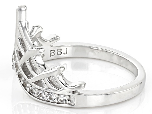 0.28ctw Round Lab Created White Sapphire Rhodium Over Sterling Silver Spider Web Ring - Size 7