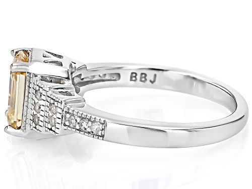 2.12ct Rectangular Octagonal Strontium Titanate With .14ctw White Zircon Rhodium Over Silver Ring - Size 10