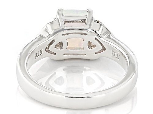 .90ct Rectangular Ethiopian Opal, .17ctw Tanzanite With .19ctw White Zircon Rhodium Over Silver Ring - Size 9