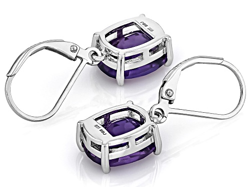 5.40ctw Cushion Amethyst Rhodium Over Sterling Silver Dangle Earrings