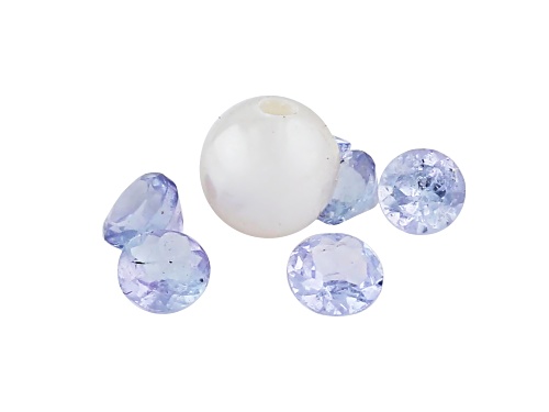 .36ctw Tanzanite, Garnet & Cultured Freshwater Pearl Rhodium Over Silver Prayer Box Pendant/Chain