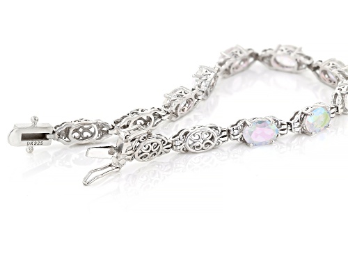 9.08ctw Oval Zero Jupiter™ Quartz Rhodium Over Sterling Silver Bracelet - Size 8