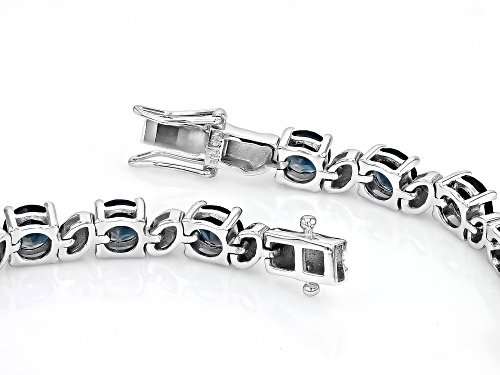 14.33ctw Round London Blue Topaz Rhodium Over Sterling Silver Tennis Bracelet - Size 8