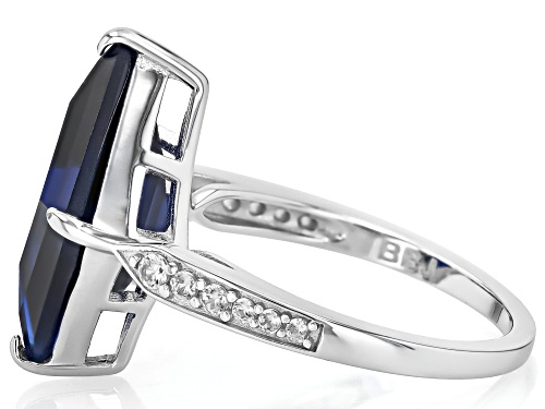 7.90ct Kite Lab Created Blue Spinel With 0.26ctw White Zircon Rhodium Over Sterling Silver Ring - Size 7