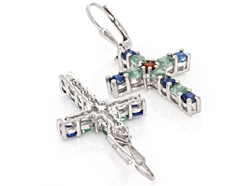 1.98ctw Oval And 1.62ctw Round Multi-Kyanite With .14ctw White Zircon Rhodium Over Silver Earrings