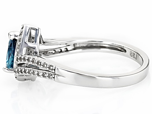 2.96ct Oval Swiss Blue Topaz With .23ctw White Zircon Rhodium Over Sterling Silver Ring - Size 9